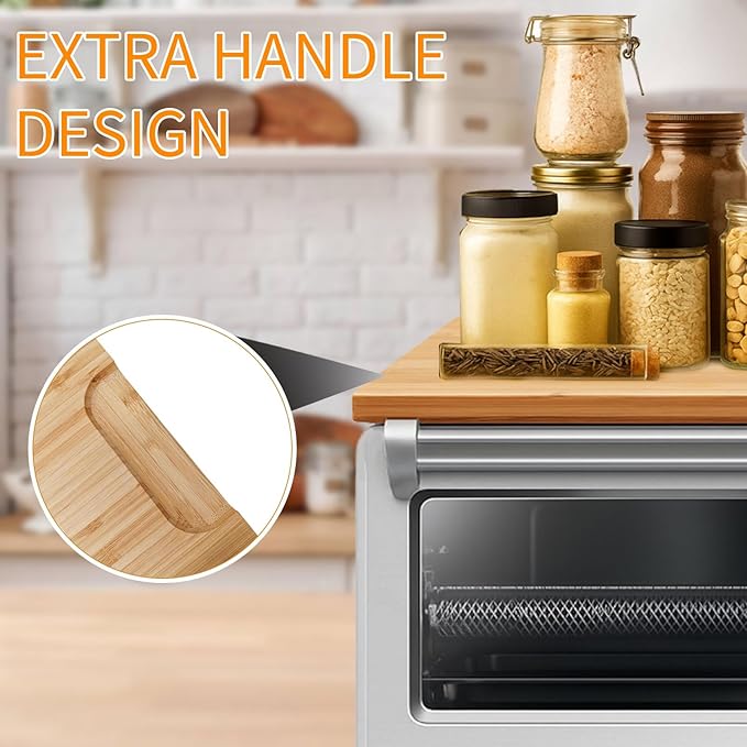 Bamboo Cutting Board for Breville BOV900BSS Smart Oven Air Fryer Pro, Countertop Convection Oven Accessories With Silicone Feet, Heat Resistance, Added Storage