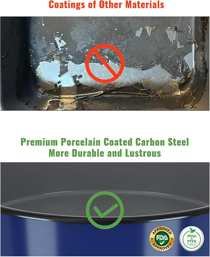 Baking Pans Set Round Roasting Dish 4-Pack 9/10/12/14 Inch Enamel Non Stick Large Bakeware for Cake Bread Pie Pizza Turkey Steak, Non-Toxic Oven Dishwasher Safe Christmas Cookware