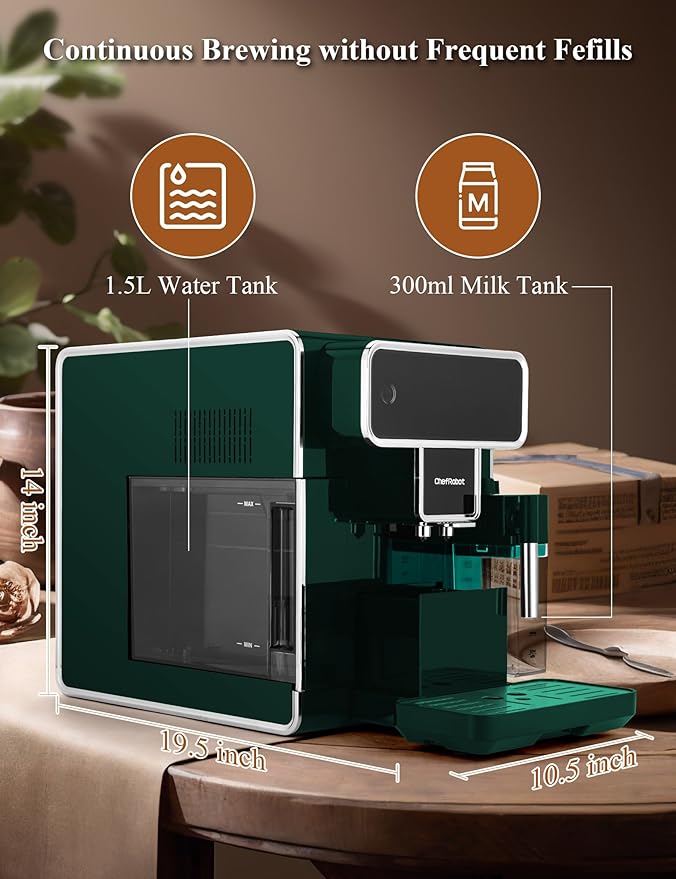 Fully Automatic Coffee Maker with Built-in 3-Level Grinder Expresso/ Cappuccino/Latte/Americano Coffee Machines with Self-Cleaning Function 12 Cup Coffee Machine for Home/Office (Coffee Maker-Green)