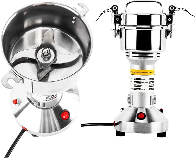 High Speed 150g Electric Grain Mill Grinder Powder Machine Spice Herb Grinder 850W 70-300 Mesh 28000RPM Stainless Steel Commercial Grade for Kitchen Herb Spice Pepper Coffee (150g)