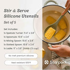 Starpack 'Stir & Serve' Silicone Cooking Utensils Set (5 Pcs) - Kitchen Utensils Set Heat Resistant to 600°F - Kitchen Utensils for Nonstick Cookware - Silicone Utensil Set for Mixing & Cooking
