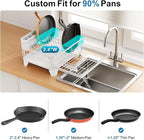 GSlife Extendable Dish Drying Rack - Large 2-in-1 Dish Racks for Kitchen Counter and Over Sink, Anti-Rust Dish Drainer with Drainboard, 2 Pan Slots and Utensil Holder, White