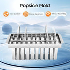20PCS Commercial Popsicle Molds Heavy Duty Stainless Steel Popsicle Maker Kit with Brush & Sticks, 85g Capacity per Slot, DIY Yogurt Ice Cream Tools for Home Restaurants (Round Head Double Groove)