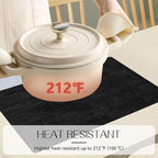 Romanstile Vinyl Placemats Set of 6-12 x 17 Inch - Heat Resistant Place Mats 100% Waterproof Oilproof Wipeable Reversible Faux Leather Table Mats for Kitchen/Dining/Party/Holiday, Black