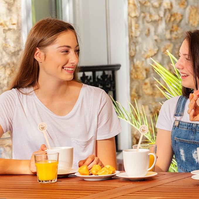 200 Pcs Coffee Stir Stirrers, 5.9 Inch Natural Wooden Coffee Mixer Stick With Round Ends Swizzle Drink Sticks Disposable Stir Sticks for Coffee Cocktails Milk Tea Honey Hot Chocolate