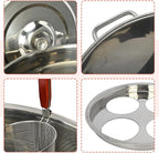 Pasta Pot With Strainer Basket,Large 4 Holes Pasta Pot with Insert for Cooking, Pot With Strainer Lid Stainless Steel for Home Kitchen