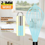 HOTEC 4 Pieces Silicone Whisks Set, Wire Balloon Whisks Egg Beater, Non-slip Handle Whisk for Non-stick Cookware Perfect for Cooking, Stirring, Beating and Blending (Blue)