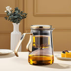 YJX Magnetic Glass Teapot, 25.4oz Small Enchanted Brewing Tea Pot, Witchcraft Magic Borosilicate Tea Set with Strainer for Loose Leaf or Herbal, Exquisite Kettle Gift for Tea Lovers(Golden)