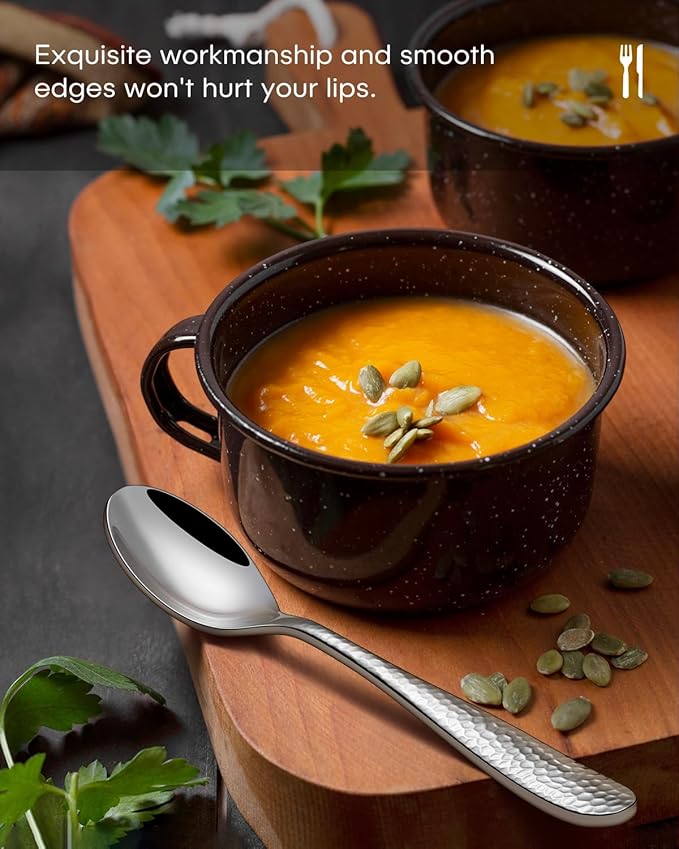 Hammered Silverware Set, Ollex 40-Piece Flatware Set for 8 Mirror Finish Stainless Steel Eating Utensils Sets Include Forks Spoons and Knives Tableware Kitchen Cutlery Sets, Dishwasher Safe