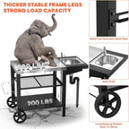 Outdoor Grill Table with Sink, Pizza Oven Cart with Drawer & Wheels, Movable 3 Shelf Food Prep Table for Ninja Woodfire, Blackstone Griddle Stand, Ooni Pizza Oven, Cuisinart, Cooking Station