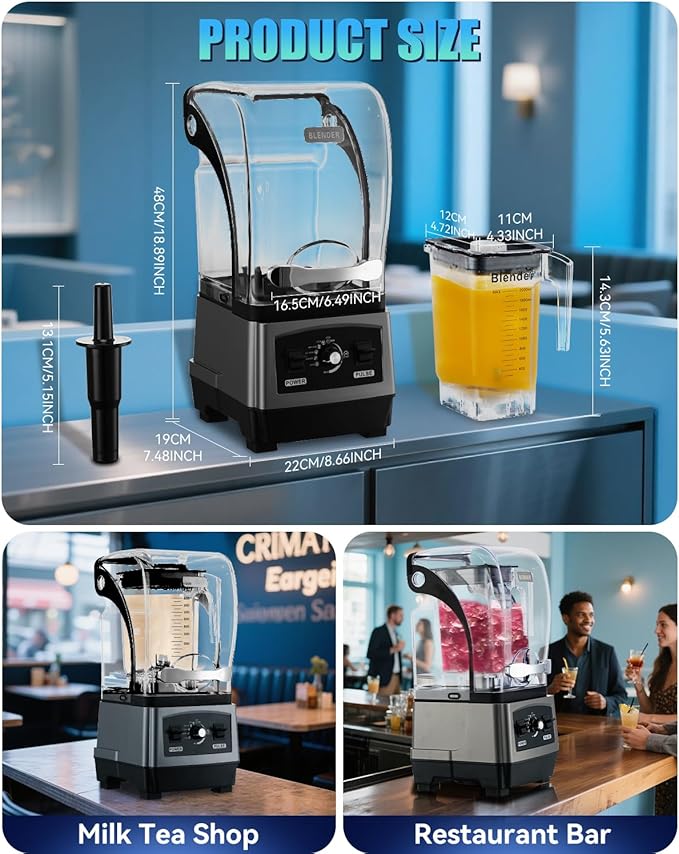 2025 Upgrade Commercial Blender | SGS German Super Motor 2800W| Dishwasher Safe | 6-Piece Japanese Blades, 3-Second Quick Ice Crushing |Quiet Blender for Juices and Smoothies