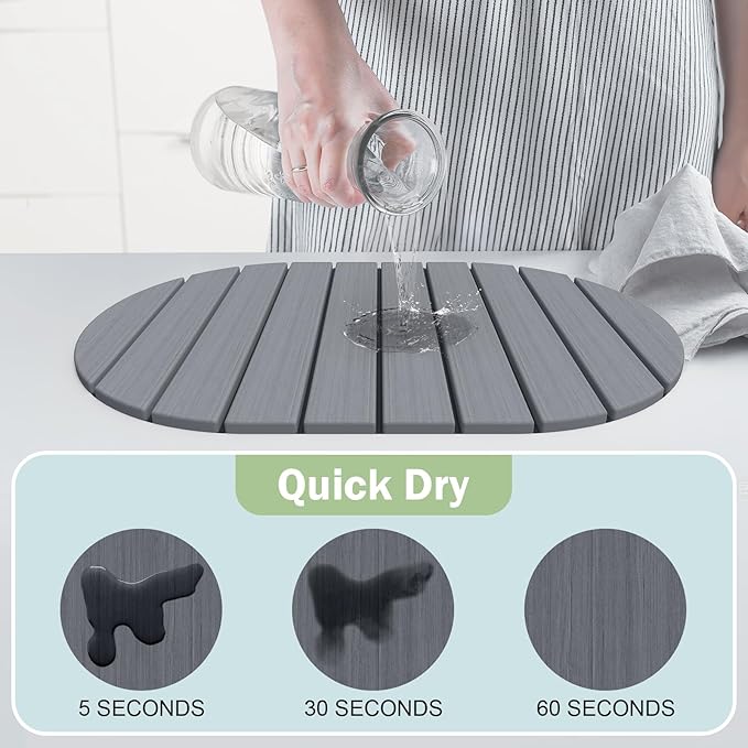 Stone Dish Drying Mat for Kitchen Counter,24"(L)×16"(W) Collapsible Fast-Drying Diatomaceous Earth Mats with Towel Sanding Tool,Versatile Stone Drying Mats for Cups Dishes Bottles