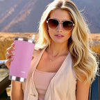 20 oz Stainless Steel Vacuum Insulated Tumbler with Lid,Durable Travel Coffee Mugs Cups,Dishwasher Safe, Spill Proof,Grils Women men Friends Tumblers,Easy Cleaning (Soft Peony, 20 oz)