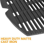 BBQ-PLUS 7582 Cast Iron Cooking Grate for Weber Baby Q Series Parts Q1000 Grill Accessories Q100 Q120 Q1200 Sreies,Grill Grate Replacement for Weber 386001 386002,17 x 12.7 with Carry Bag