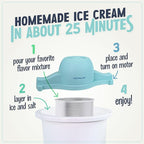 Nostalgia Electric Ice Cream Maker – Parlor Style, Old Fashioned Soft Serve Ice Cream Machine Makes Frozen Yogurt or Gelato in Minutes - Fun Kitchen Appliance – Blue & White - 6 Quart