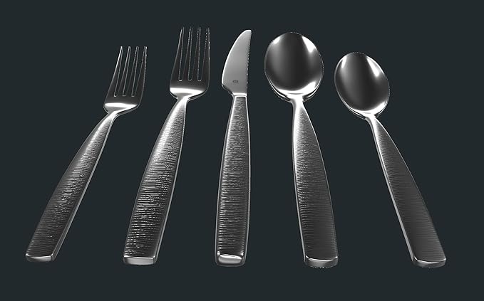 Engraved Silverware Set for 6 | 18/10 Stainless Steel Flatware with Mirror Finish and Engraved Handles | Heavy-Duty, Dishwasher Safe, Built to Last (30-Piece, Mezzano Engraved)