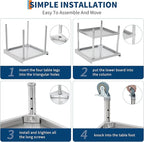 24x24x30 Inch Stainless Steel Equipment Grill Stand Table NSF Certified with 5" Wheels, 400 Lbs Capacity, 2" Edge Baffle, for Hotel, Home, Commercial Restaurant Kitchen