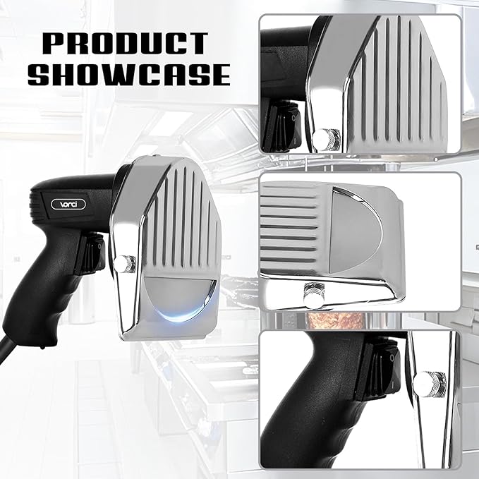 VONCI 80W Commercial Gyro Cutter, Electric Shawarma Knife, Doner Kebab Meat Slicer With 2 Blades, 2600 RPM, 0-8mm Adjustable Thickness, Powerful Turkish Grill Machine.