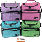 OPUX Lunch Box For Men Women, Insulated Large Lunch Bag Adult Work, Double Decker Lunchbox Meal Prep Dual Compartment Leakproof Lunch Cooler,Soft Lunch Tote Boys Girls Kids School, Aqua Turquoise 12L