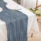 12 Pack Dusty Blue Cheesecloth Table Runner 10ft Boho Gauze Cheese Cloth Table Runner Rustic Sheer Runner 120 inch Long for Christmas Wedding Table Decorations