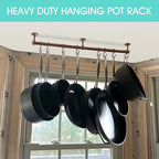 ROTHLEY Stainless Steel Pot and Pan Hanger: 23.7 Inch Wall Mounted Hanging Pots and Pans Rack with Hooks (Antique Copper)