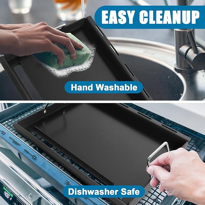 6787 Full-Size Griddle Inserts with Handles for Weber Spirit I & II 300 Series Grills Nonstick Flat Top Griddle for Weber Spirit E-310 E-320 S-310 S-320 Spirit II E-310 S-310 E-320 S-320 Series