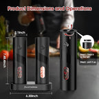 Electric Salt and Pepper Grinder Set,USB Rechargeable Automatic Grinder,Top-Refill Pepper Mill Grinder with Charging Base,Salt and Pepper Grinder with 110ml Large Capacity and LED,One-Hand Operation