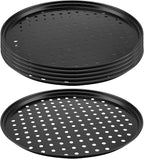 MANCHAP 6 Pack 12.5 Inch Black Pizza Pan with Holes, 32cm Perforated Carbon Steel Pizza Baking Pan, Round Nonstick Pizza Tray for Baking, Kitchen