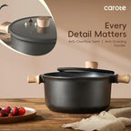 CAROTE Nonstick Soup Pot With Lid, 4.8Qt Non Stick StockPot Large Cooking Pot with Lid, Titanium - containing Soup Pot, Induction Compatible, PFOA/PFOS Free