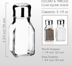 Salt and Pepper Shakers Glass Set, Clear Home and Kitchen Design with Stainless Steel Lids
