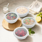 Wheat Straw Bowls Set 40 OZ, Unbreakable Bowls with Dust-Proof Lids Set of 4, Microwave & Dishwasher Safe, Alternative Reusable Plastic Bowl for Cereal, Soup, Salad and Ramen, White