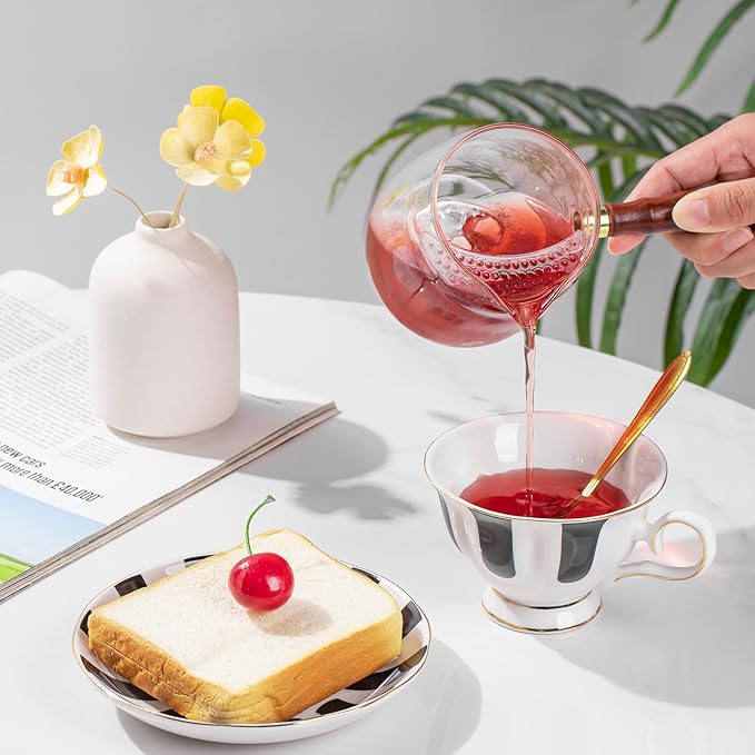 3-Piece Checkered Coffee Cup and Saucer Set with Spoon, 7oz Bone China Porcelain, Black-and-White Vintage Mug Set for Home Office and Afternoon Tea, Elegant Gift Choice