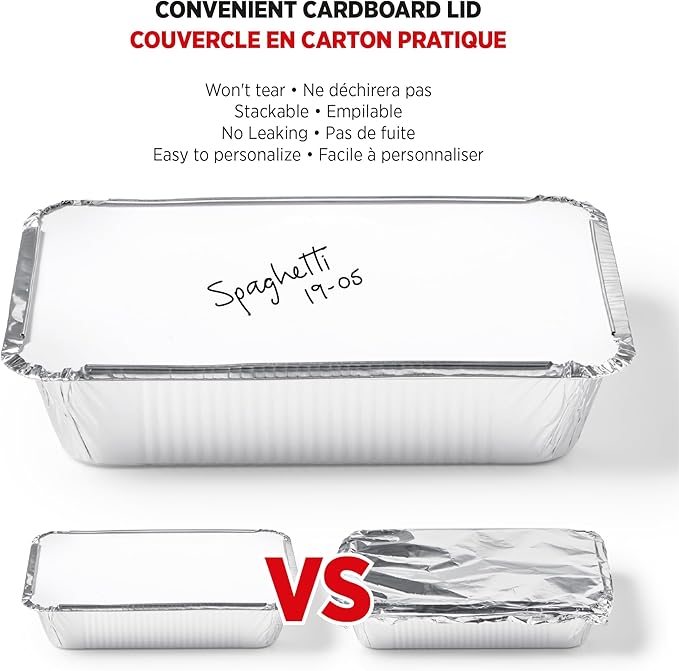 Starfrit 30-Pack Aluminum Storage Containers with Lids (8.5”x 6”) - 2.25 LB Capacity - Recyclable - Disposable - Oven & Freezer Safe - Perfect for Cooking, Meal Prep & Takeout