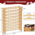 Domax Wine Rack Freestanding Floor - Bamboo Wooden Stackable 8 Tiers 72 Wine Bottle Holder Storage Racks for Kitchen, Bar, Pantry and Cellar (Yellow)