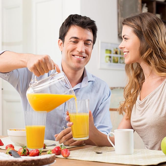 Topsky 20-ounce Plastic Water Tumblers | Set of 4 Transparent Unbreakable Drinking Glasses Clear Acrylic Reusable Juice Wine Cups for Home Picnic Party, Dishwasher Safe, Stackable (Transparent)