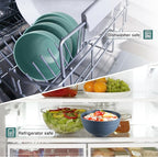 12 Pcs Unbreakable Cereal Bowls Set, 26 Oz Wheat Straw Bowls Set, Microwave & Dishwasher Safe Bowls for Kitchen, Reusable Plastic Bowls for Soup, Salad and Snack, BPA Free, Dark Green