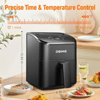 DEIME Air Fryer 3 Qt, Small Airfryer Digital Space Saving Compact, Bake, Reheat, Roasts for Quick Easy Meals, Mini Compact & Quiet, Nonstick & Dishwasher Safe Basket Toast Rack