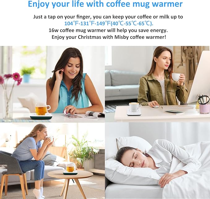 Misby Coffee Warmer, Coffee Cup Warmer with Auto Shut Off, Gravity-Induction Coffee Warmer for Desk Use, Coffee Mug Warmer for Coffee Lovers Gift Keep Beverages Coffee Warmer (Green)