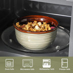 MEKY 20oz Ceramic Cereal Bowls Set of 6, Stackable Soup Bowls for Oatmeal, Ice Cream and Pasta Everyday Use, Microwave & Dishwasher Safe, Modern & Durable, Brown