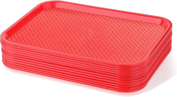 New Star Foodservice Fast Food Tray, Set of 12 (Red, 10 by 14 Inch)