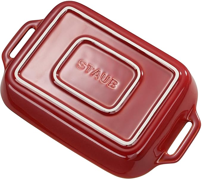 STAUB Ceramic Rectangular Baking Dish Set, 2 pc, Red