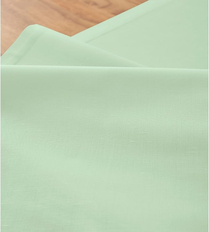 Solino Home Cotton Linen Table Runner 90 Inches Long - Dru Aqua Dining Table Runner 14 x 90 Inch for Summer - Handcrafted and Machine Washable