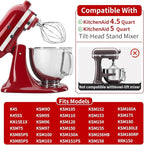 Whisk Attachments for KitchenAid 4.5/5Quart Mixer, Titl-head Stand Kitchen aid Mixer Accessories, Upgrade 6 wire Whole Stainless Steel Whisk parts Dishwasher Safe not Tarnish