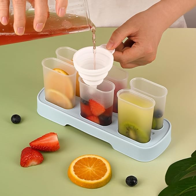 WMKGG Popsicles Molds Set, 6 PCS Ice Pop Mold,Homemade Ice Cream Mould with Sticks, Popsicle Maker(Blue)