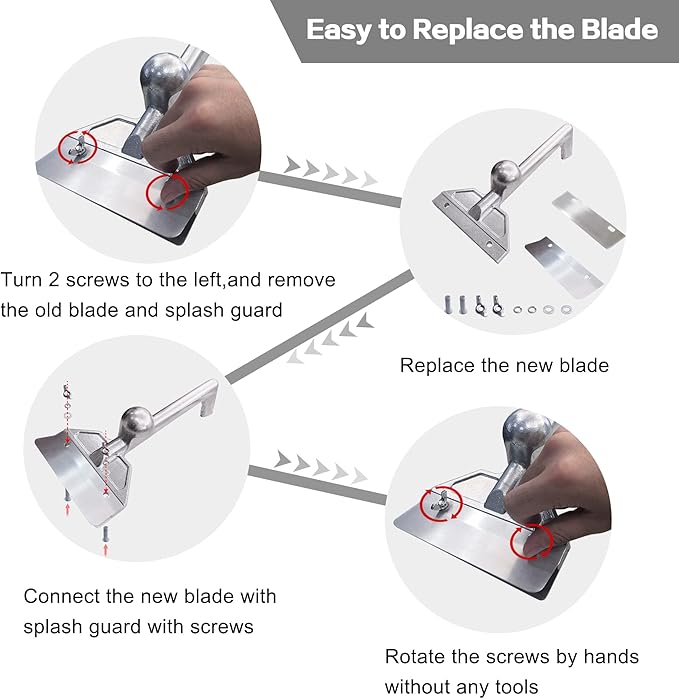 DELFINA 4 Pcs Grill Scraper Edge Sharper Blade Replacement, Stainless Steel Outdoor Barbecue Cleaning Tools, Heavy Duty Accessories for BBQ