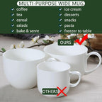 Chulan Large 25 oz Lightweight Fine Bone China Mugs, White Ceramic Soup Mugs,Over 45% Bone Content for Porcelain Soup, Latte, Milk, Coffee, Microwave Safe,Set of 4 Easy to Clean Moonlight Series