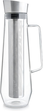 Teabloom Palais Pour Tea Maker & All-Beverage Jug – 40oz Elegant Borosilicate Glass Pitcher with Stainless Steel – Premium Loose Leaf Tea & Fruit Infusion Steeper
