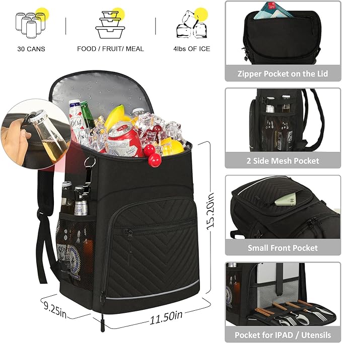 Cooler Backpack Insulated Leakproof Waterproof Backpack Cooler Bag 30/45 Cans, Large Capacity Lightweight Travel Camping Beach Backpack Cooler Ice Chest for Men and Women
