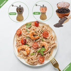 Pepper Mill Set, Classical Hand Shake Wood Pepper Grinder Set & Salt Mill, Wooden & Acrylic,Ceramic Blades Upgrade Metal Handle,Enjoy Fresh Ground Pepper Various Spices (Burlywood 2pcs-5in)