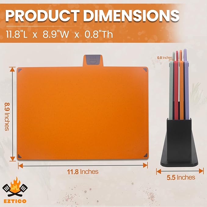 4-Piece Non-Toxic Cutting Board Set with Premium Scissors – BPA-Free Plastic and Rubber Chopping Boards for Kitchen Essentials with Organizer, Dishwasher Safe Accessories Holder.